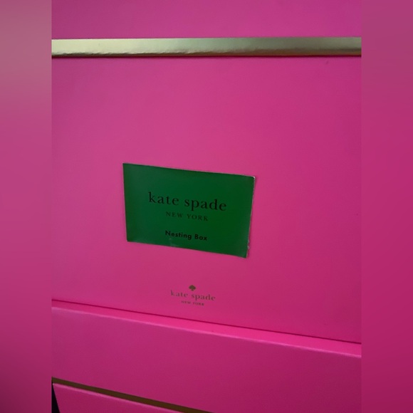 LastKate Spade Set of 3 Nesting Storage Box Decorative Pink neon Orange peachNWT - Picture 4 of 4